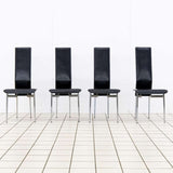 Set of 4 "S44" Leer en Chromen Design Stoelen door Gualtierotti en Vegni voor Fasem (1980s)