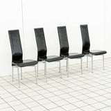 Set of 4 "S44" Leer en Chromen Design Stoelen door Gualtierotti en Vegni voor Fasem (1980s)