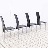 Set of 4 "S44" Leer en Chromen Design Stoelen door Gualtierotti en Vegni voor Fasem (1980s)