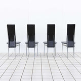 Set of 4 "S44" Leer en Chromen Design Stoelen door Gualtierotti en Vegni voor Fasem (1980s)