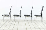 Set of 4 "S44" Leer en Chromen Design Stoelen door Gualtierotti en Vegni voor Fasem (1980s)